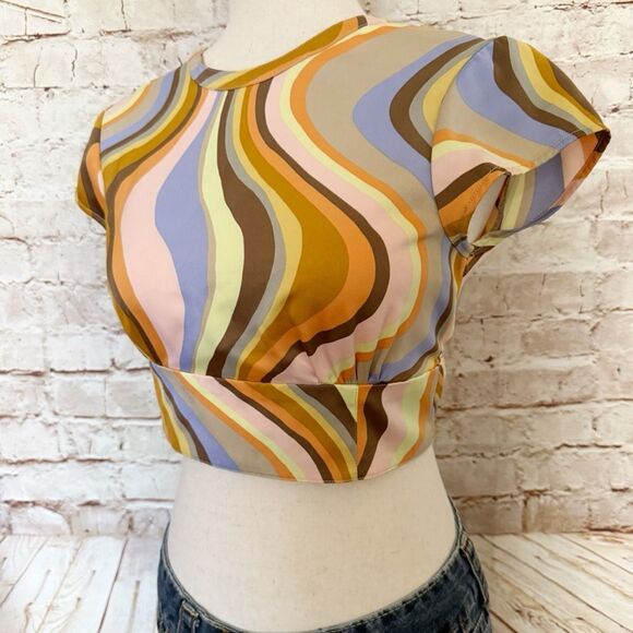 Urban Outfitters retro satin cropped blouse - Picture 1 of 7